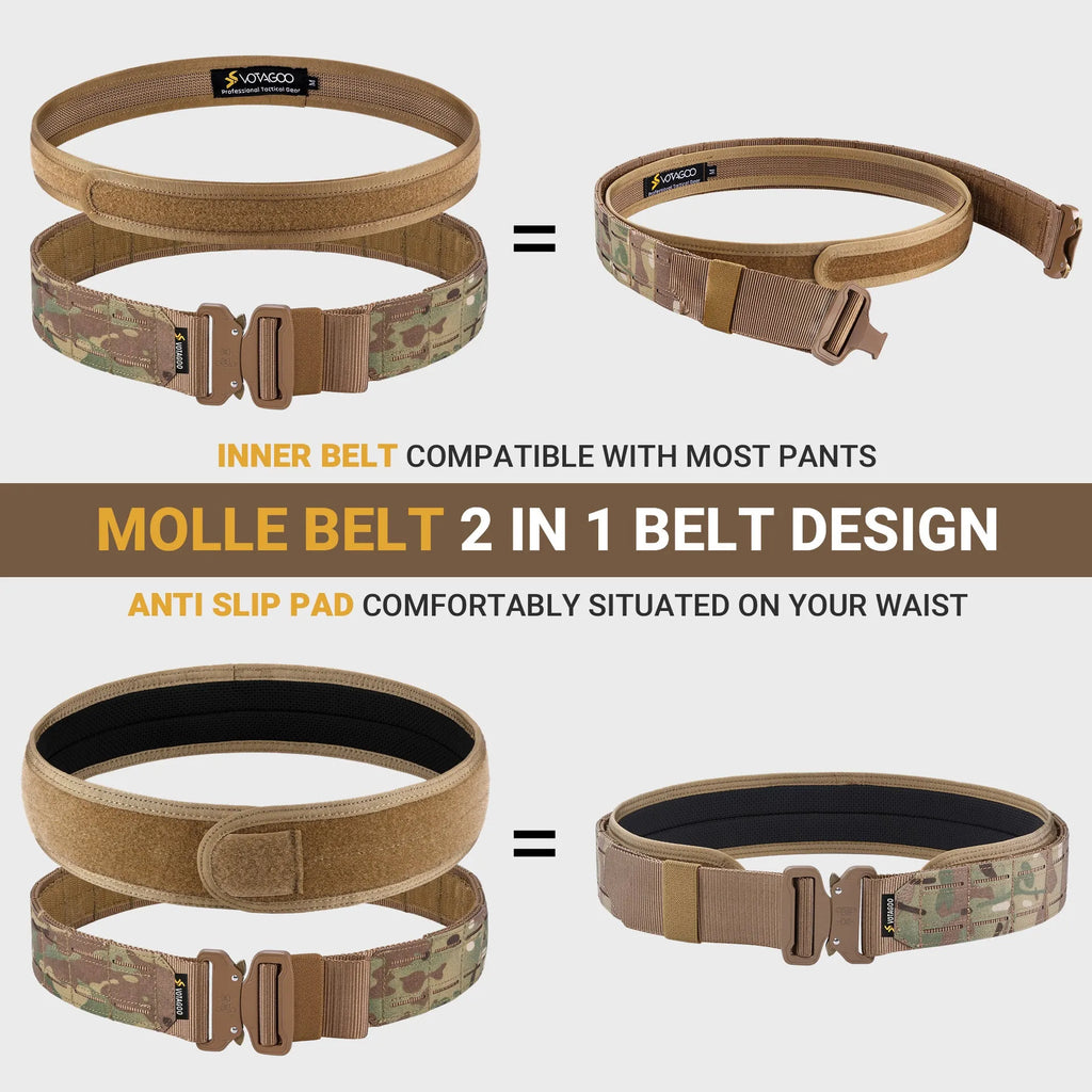 Votagoo 2-inch wide tactical belt with quick-release alloy buckle in CP camouflage colour.
