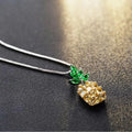 Korean fashion silver plated necklace with geometry pineapple diamond pendant and copper white gold plating