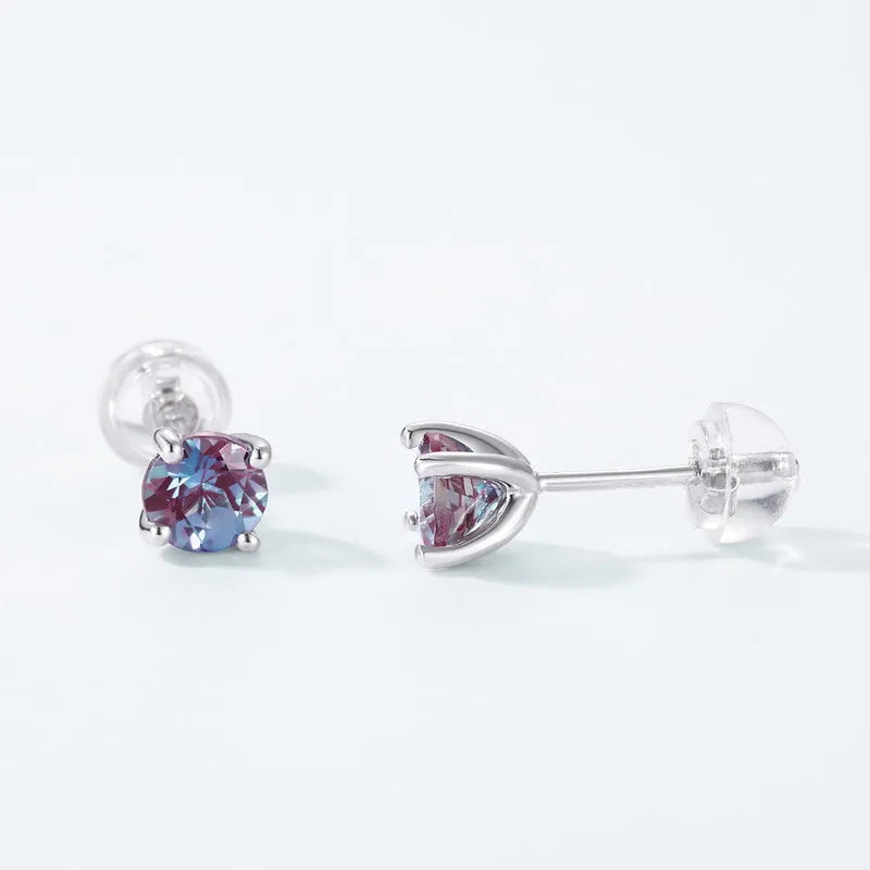 925 sterling silver ear studs with cultivated Alexander stone geometric design