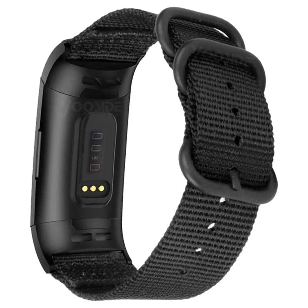 Fitbit Charge nylon strap with three-ring buckle in Army Green colour