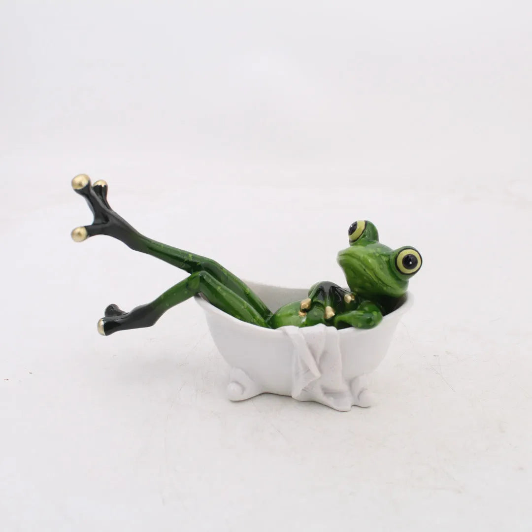 Pastoral style resin frog home decoration ornament for living room study desk