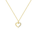 Sterling silver hollow heart necklace with regular chain in choice of colour finishes