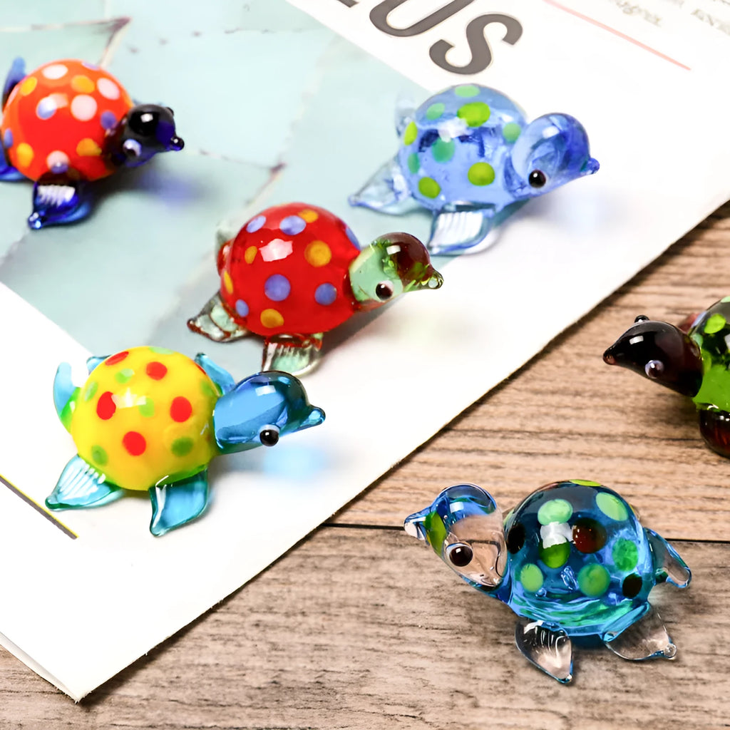 Geometric glass turtle desktop ornament in six colour combinations for modern home decoration