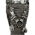Black PU leather women's leggings showing leather-like texture and standard leggings cut