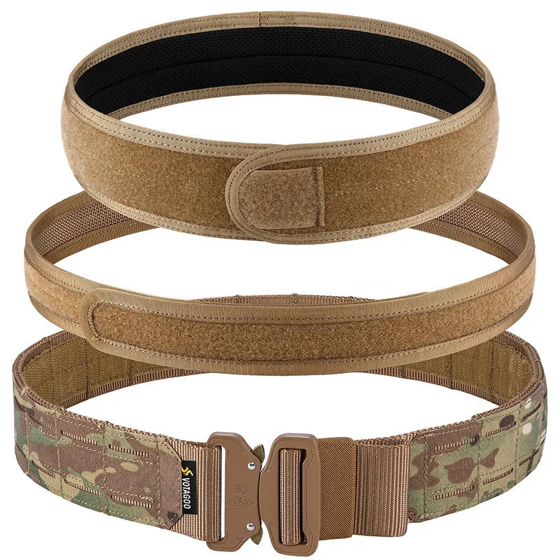 Votagoo 2-inch wide tactical belt with quick-release alloy buckle in CP camouflage colour.