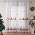 A pair of American-style Christmas curtains with white embroidered snowflakes on semi-sunshade polyester fabric.