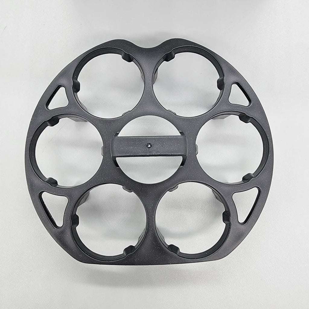 Black plastic egg storage basket with modern design measuring 13.8 by 12.6 by 5.7 centimetres