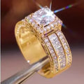 Geometric women's silver fashion ring with round elements in gold and white electroplated finishes