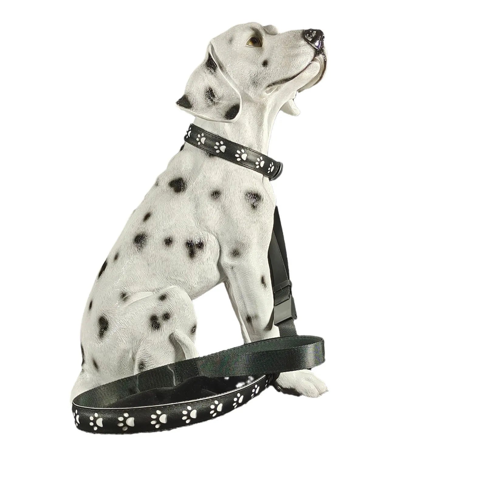 LED luminous dog collar with paw printing and 7 colour modes on adjustable polyester band