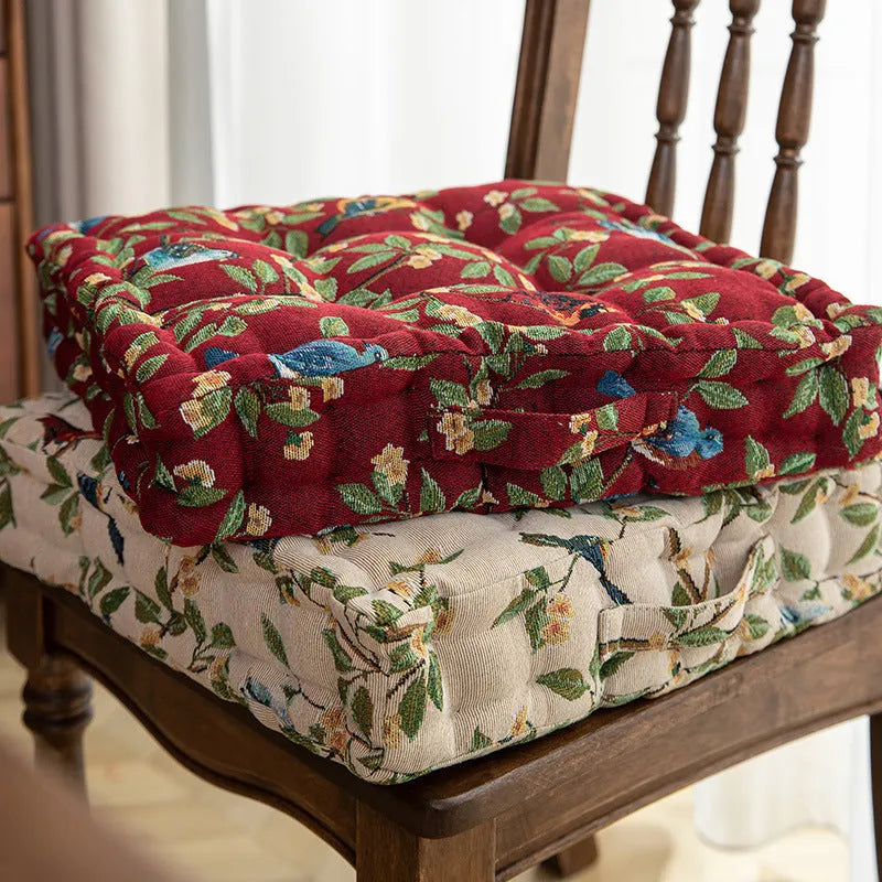 American style dining chair cushion showing 40×40×8cm dimensions with thick PP cotton filling