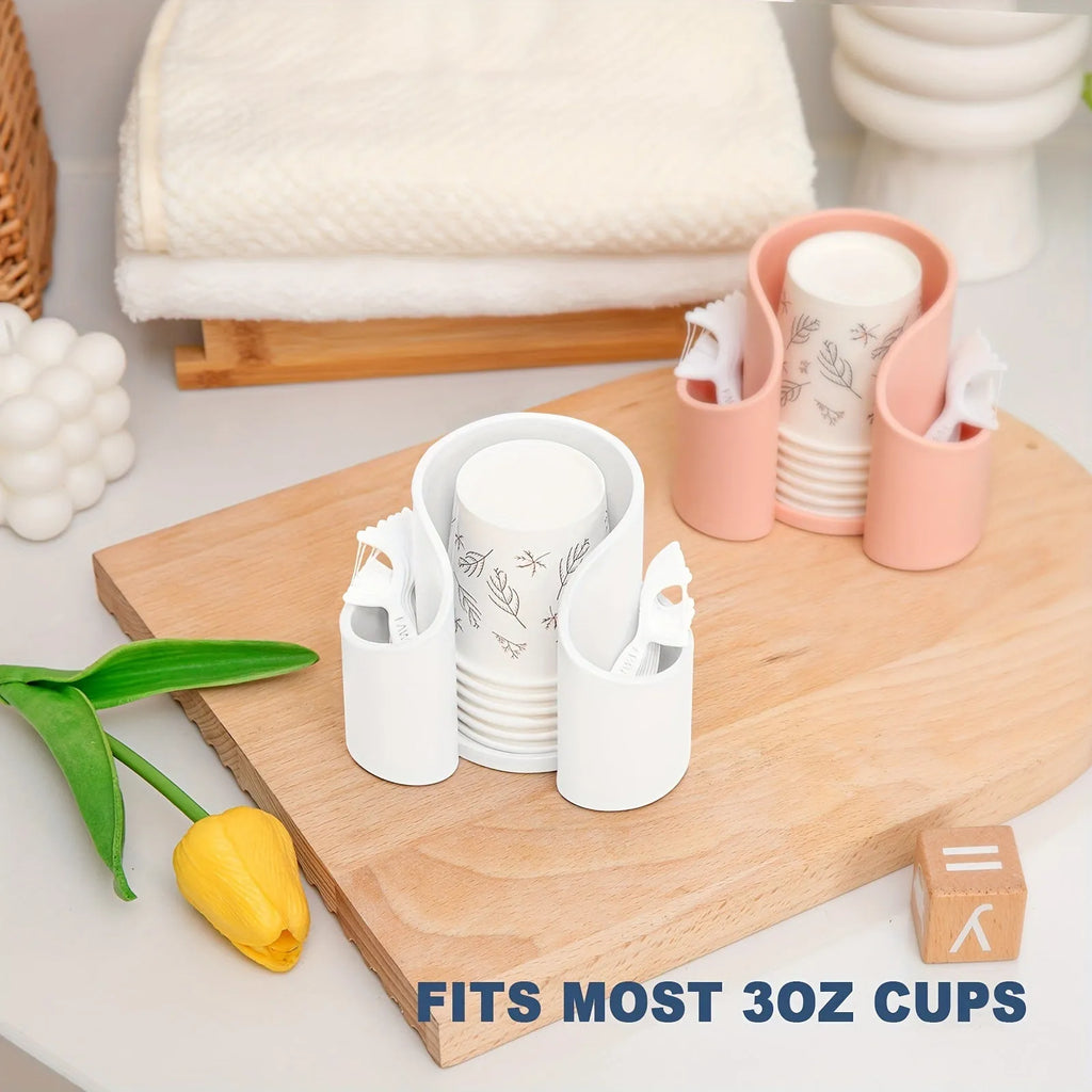 Modern solid-colour plastic cotton box for storing dental floss and cotton wool.