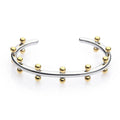 C-shaped stainless steel bean bead bracelet with personality texture rivet design and alloy clasp