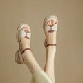 Women's khaki platform sandals with chunky rubber heel and open toe