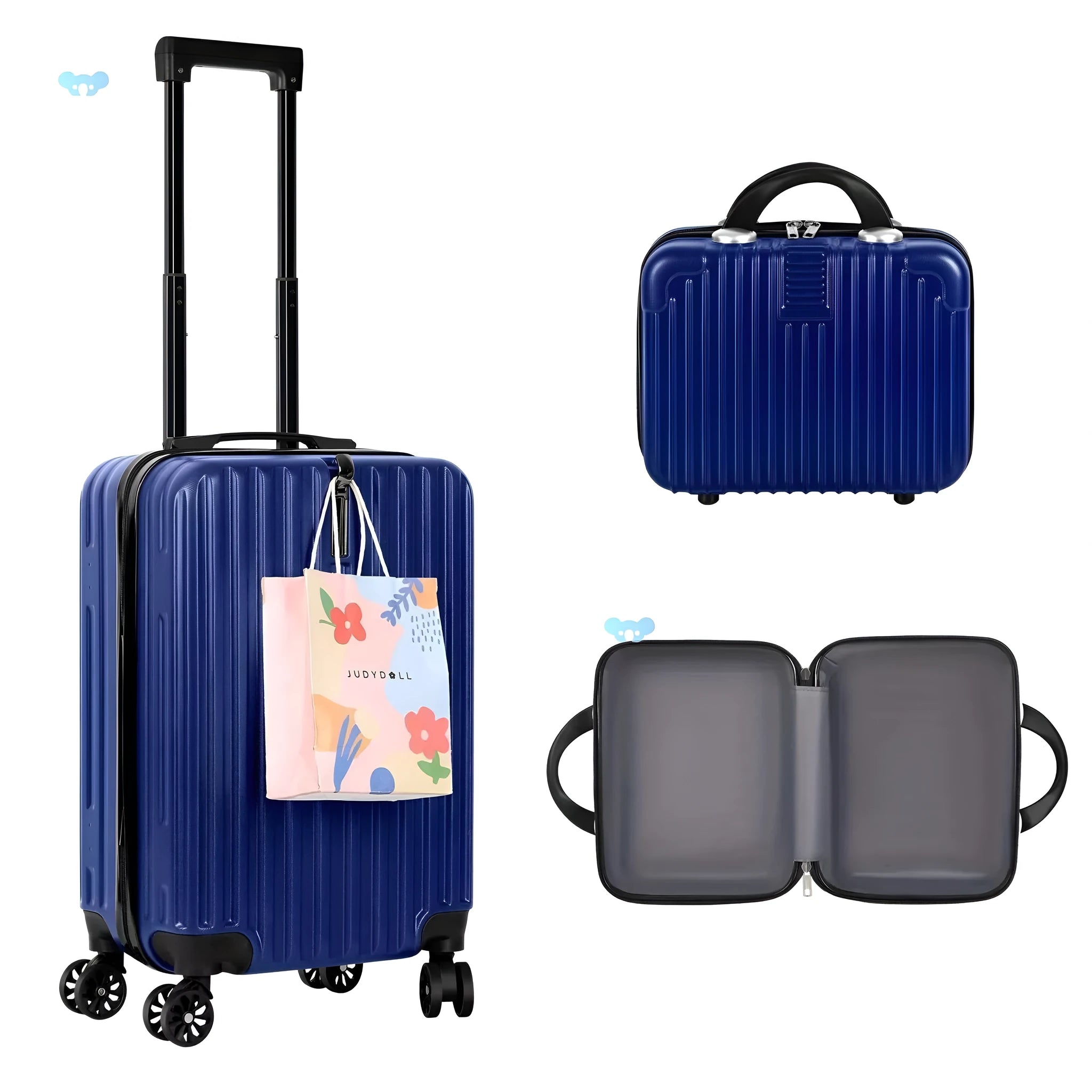 Aluminium alloy 14-inch and 20-inch luggage set with towel accessory for male travellers