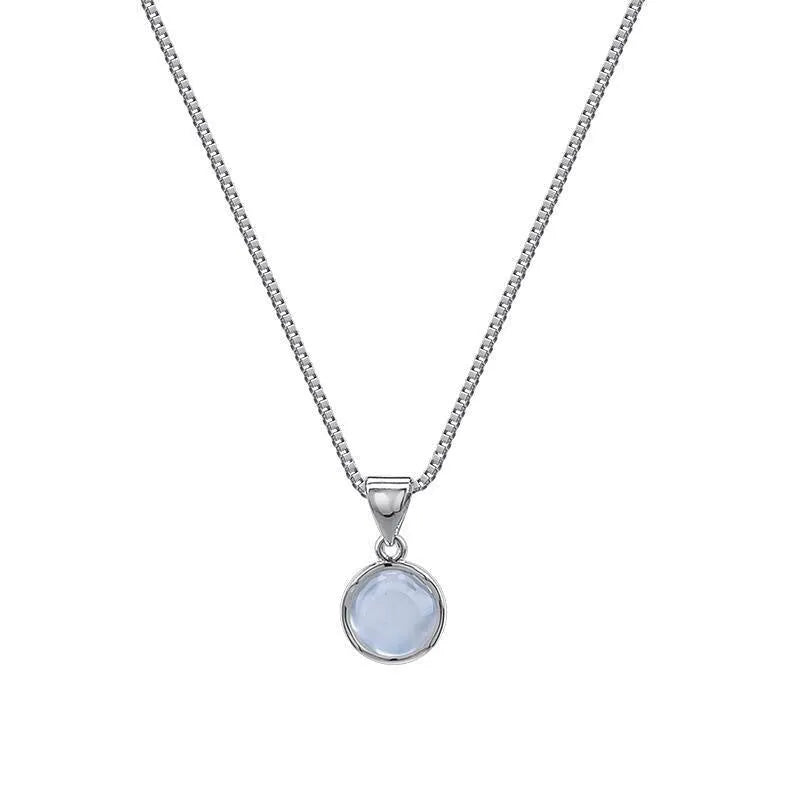 Women's oval pendant necklace with eight-point star artificial crystal on adjustable 21-50cm box chain