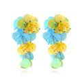 Handmade mixed material floral earrings with European American dopamine style in colourful designs