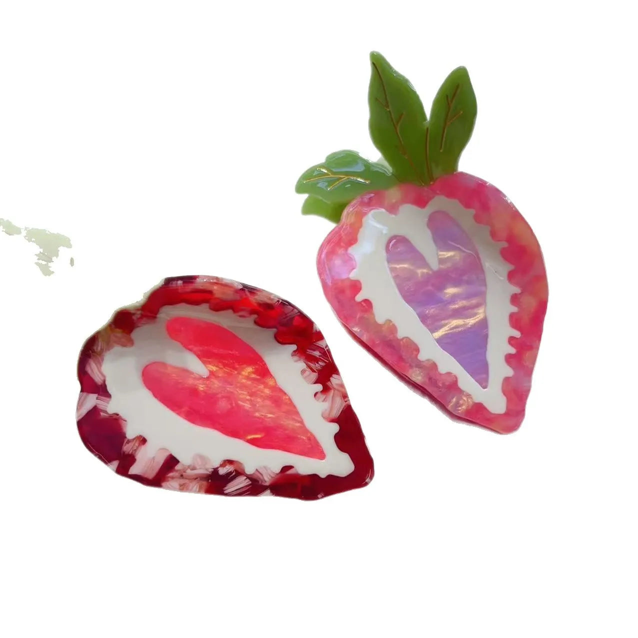Handmade strawberry hair clip pastoral style accessory in red or pink colours