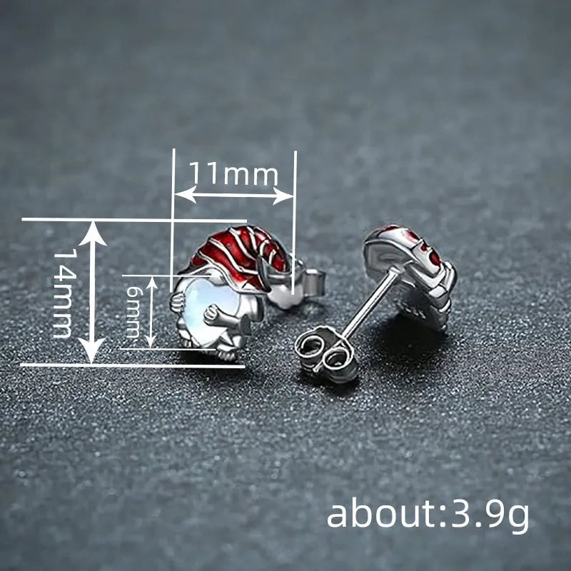 Women's Santa Claus earrings with heart shape and white gold colour finish