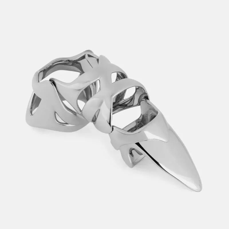 Silver punk armour finger stall ring with alternative jewellery design