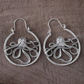 Vintage octopus earrings antique silver colour retro animal modelling zinc alloy electroplated