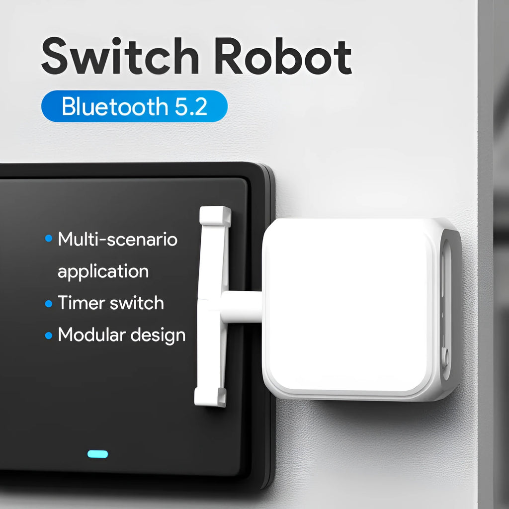 White Bluetooth rocker arm finger robot remote control with compact dimensions for smart home device operation