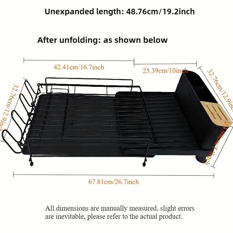 Retractable carbon steel cutlery drain rack in modern simplicity style