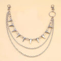 Silver punk rivet metal trousers chain measuring 115cm length with double-layer construction