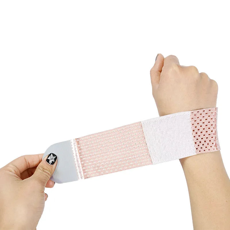 High elastic breathable athletic wristguard in black, grey, or pink colour for wrist support.