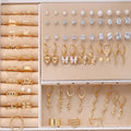 108 geometric drop earrings with round pearls in electroplated gold and yellow finish