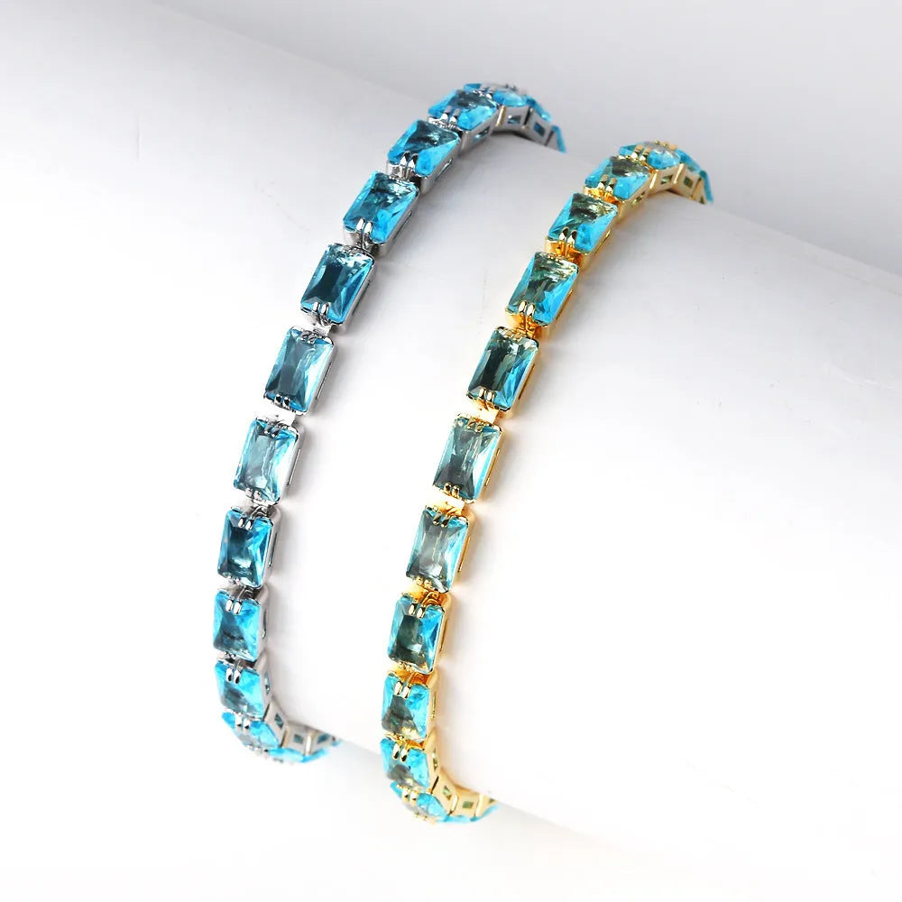 Electroplated zircon bracelet for women with colourful stones in gold or platinum finish