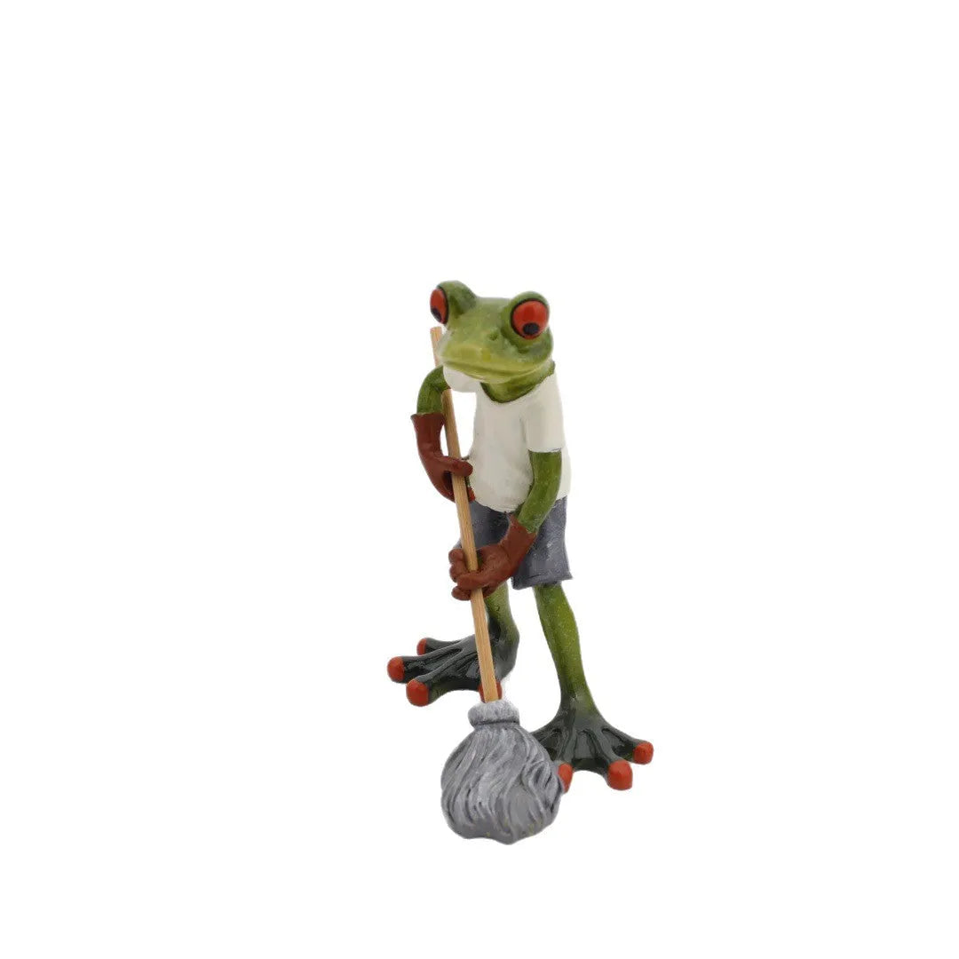 Pastoral style resin frog home decoration ornament for living room study desk