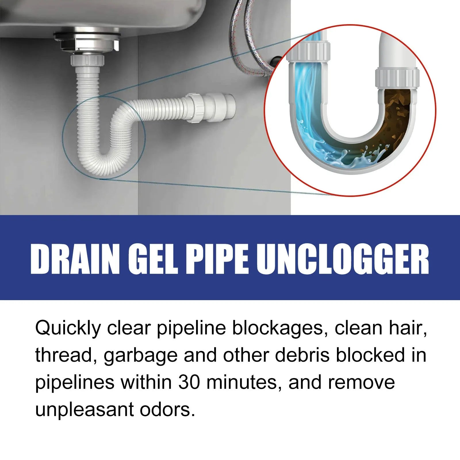 100g pipe dredge agent bottle for sewer and toilet cleaning, 11cm tall.