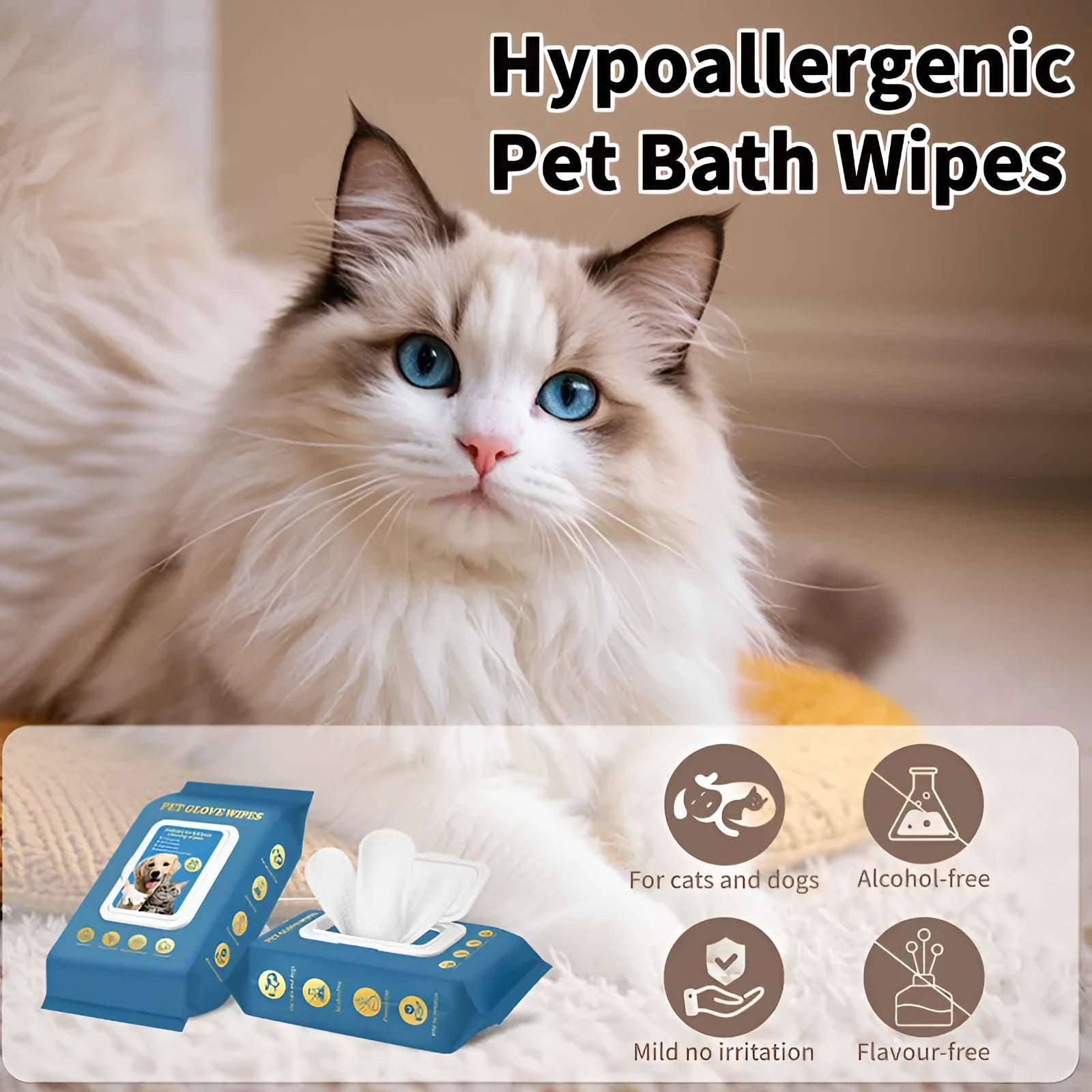 Pack of disposable pet gloves for cat and dog grooming and bathing