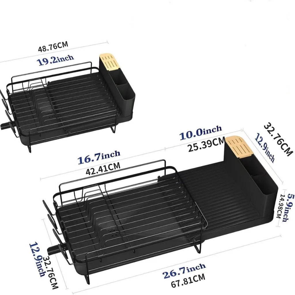 Retractable carbon steel cutlery drain rack in modern simplicity style