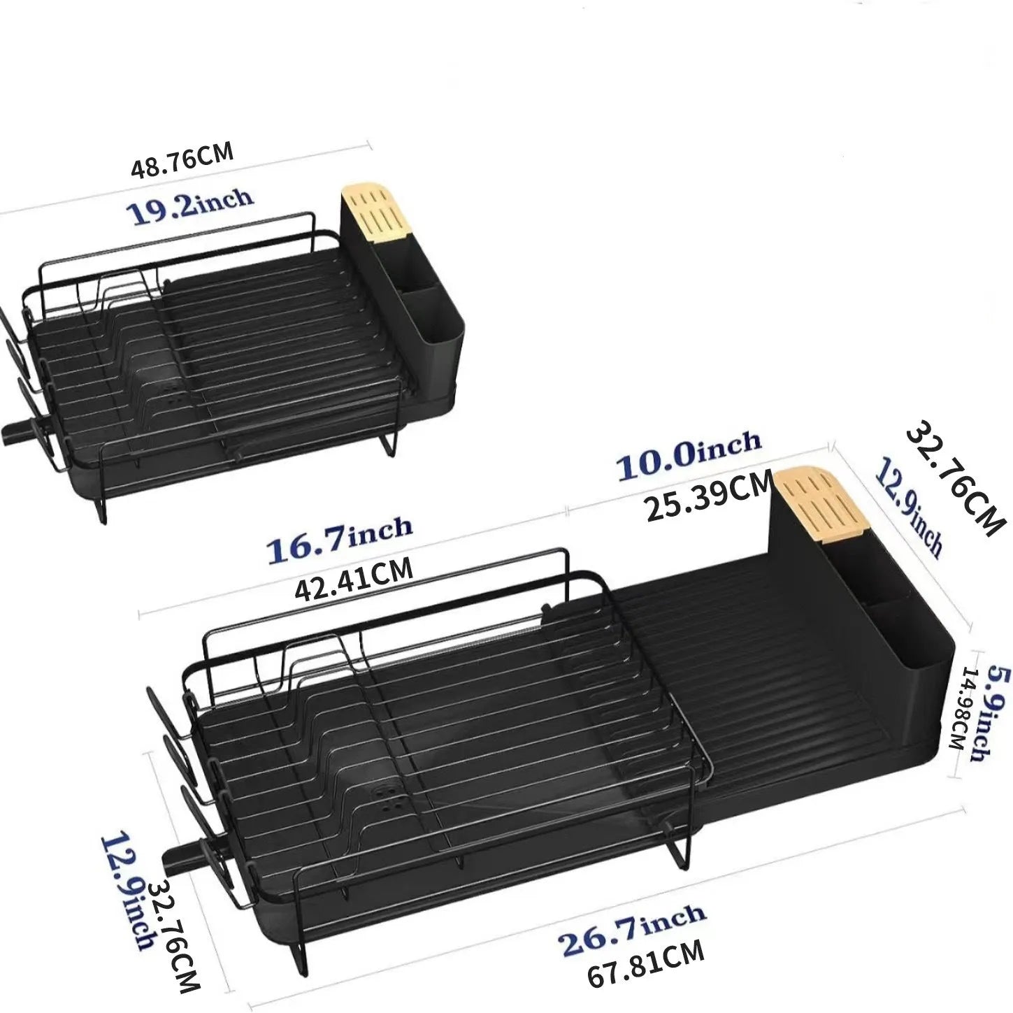 Retractable carbon steel cutlery drain rack in modern simplicity style