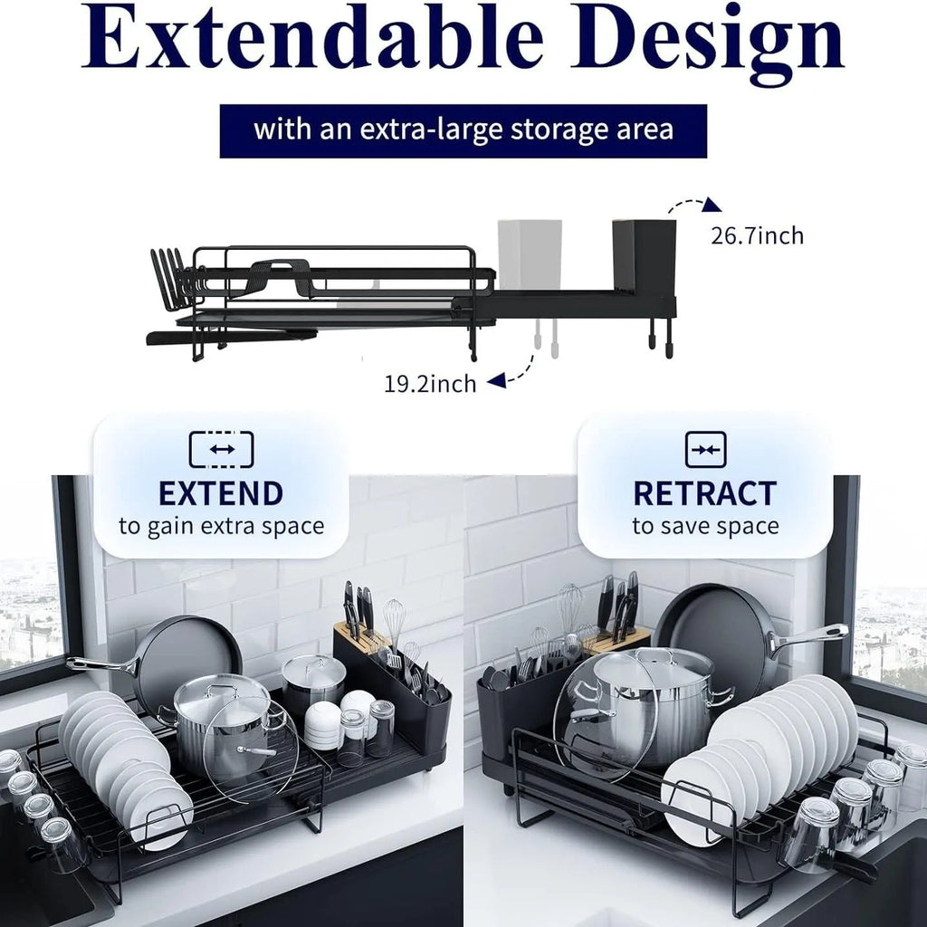 Retractable carbon steel cutlery drain rack in modern simplicity style