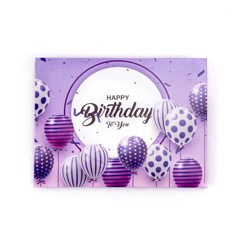 Chinese ink style 3D greeting card showing manually folded cake design with light music blowing theme