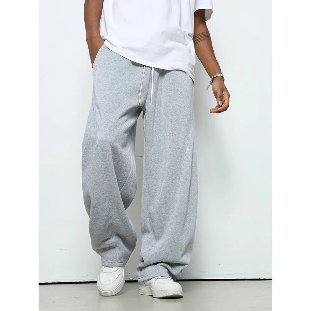 Men's straight leg casual trousers in polyester with micro-elastic waistband in three colour options