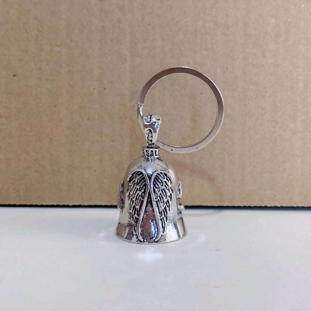 Vintage white angel feather necklace and matching keychain made from alloy metal.