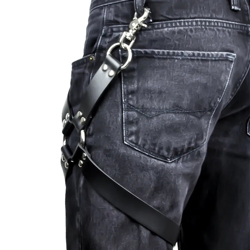 Black PU leather women's leggings showing leather-like texture and standard leggings cut