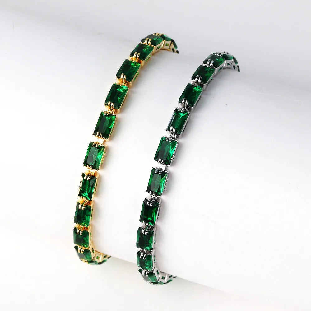 Electroplated zircon bracelet for women with colourful stones in gold or platinum finish