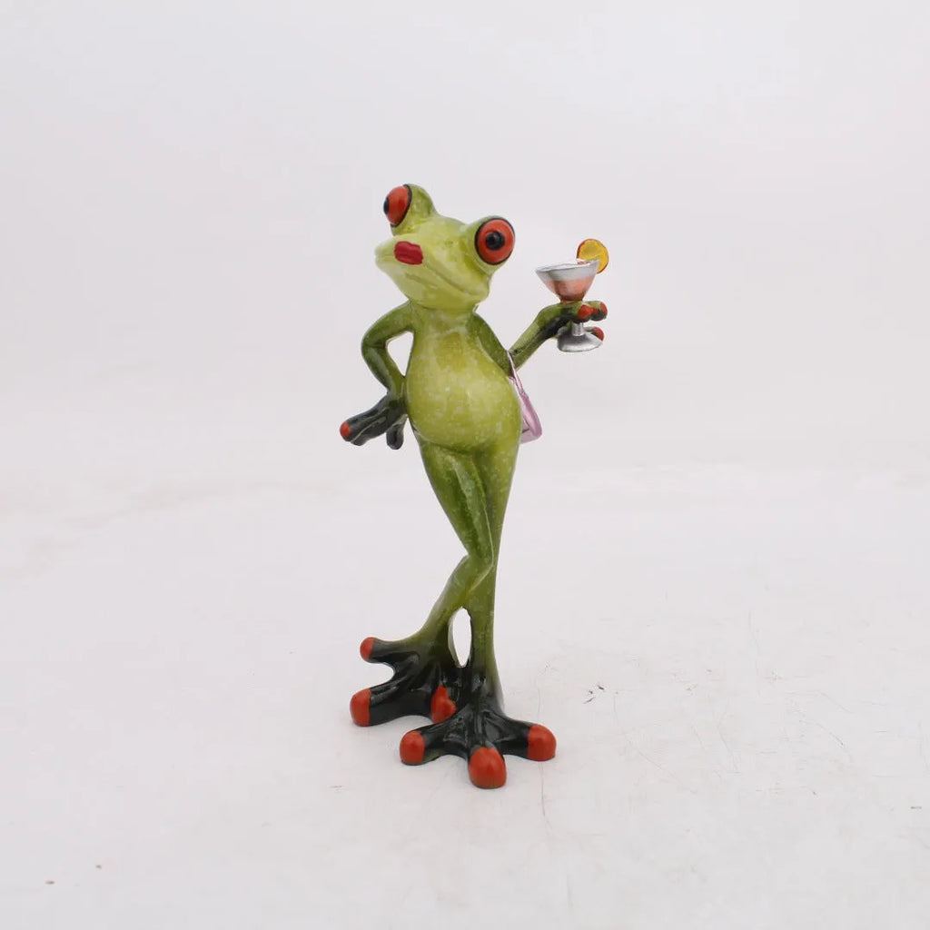 Pastoral style resin frog home decoration ornament for living room study desk