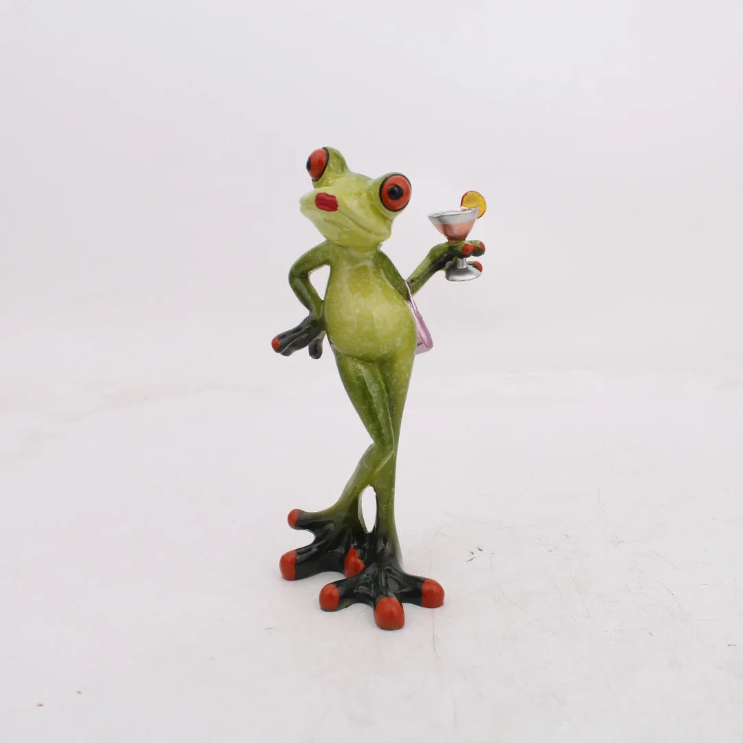 Pastoral style resin frog home decoration ornament for living room study desk