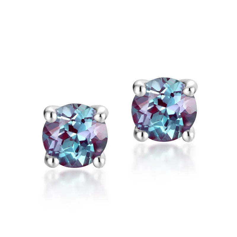 925 sterling silver ear studs with cultivated Alexander stone geometric design