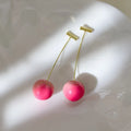 Acrylic peach fruit earrings in small and large sizes with copper earrings for women
