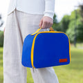 Large insulated lunch box bag in textured cloth with modern simplicity style