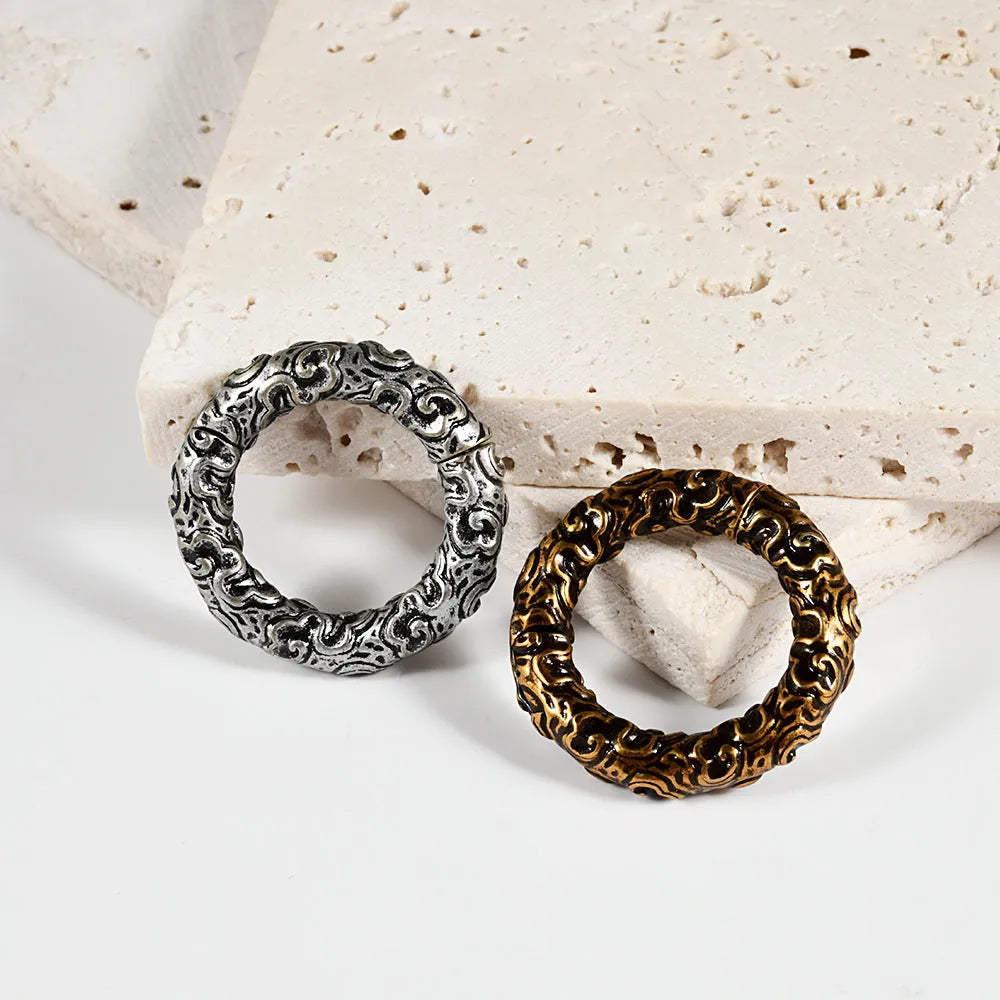 Stainless steel totem pattern fashion earrings in electroplated colours