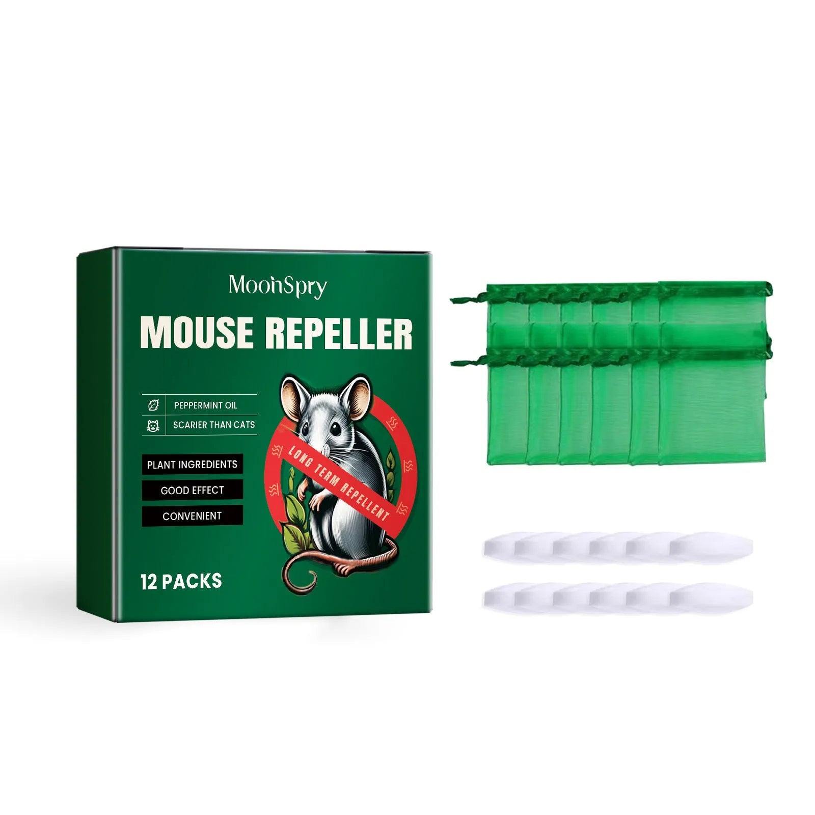 60ml bottle of natural rat repellent spray with clove and peppermint oil for cars and homes.