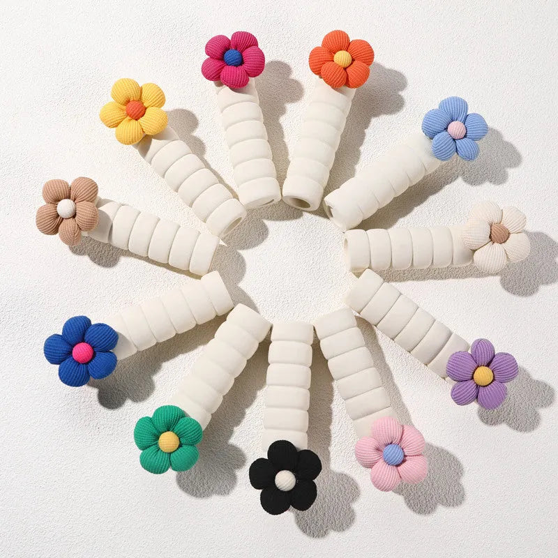 Round flower pattern door handle protective cover in PEVA material with non-slip interior