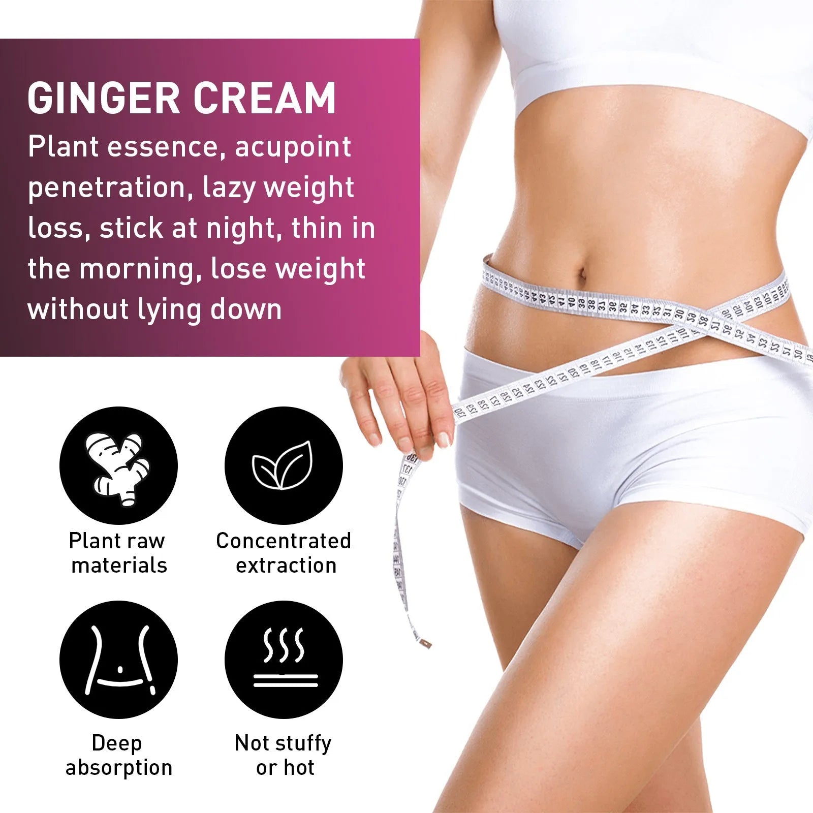 15g tube of ginger body shaping tightening cream for thigh slimming application.